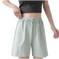 thumbnail image 2 of SOOMLON Womens Pajama Shorts Lightweight Drawstring Bermuda Shorts Fresh Plaid Sleepwear Travel Casual Clothes, 2 of 5