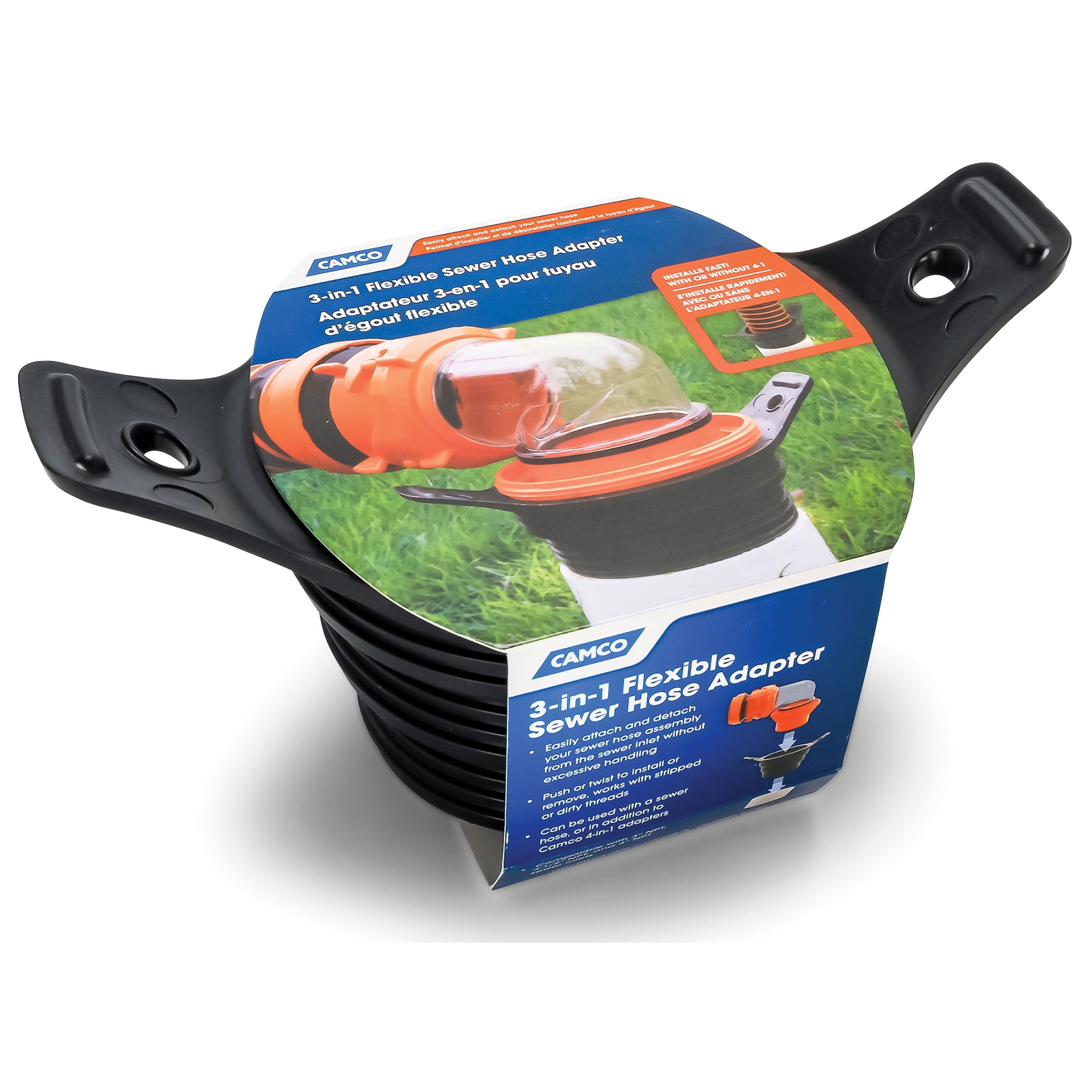 Camco 39318 Flexible 3in1 Sewer Hose Seal Black