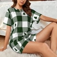 thumbnail image 6 of Bingfone Green White Lumberjack Plaid Print Pajamas Sets for Women Soft Short-Sleeved Pjs with Lounge Shorts Two Piece Sleepwear, 6 of 8