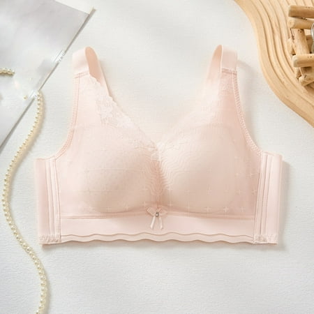 Women s Lace-free Thin Cups  Side-folded Breasts  Big Bust Underwear  Seamless Bra  Comfortable for Big Bust  Supportive  Seamless Briefs  Soft Material  Daily Wear  Bralette  Big Cup Size | Pink 40