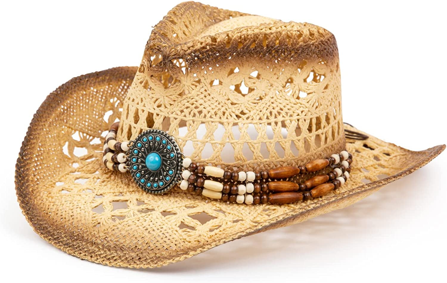 Straw Cowboy Hat for Women and Men with ShapeIt Brim, Western Cowboy