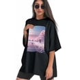 thumbnail image 3 of Plus Size Shirt for Women Black Tops for Women Short Sleeves Shirt for Women Landscapes T Shirt Oversized Shirt for Women S, 3 of 5