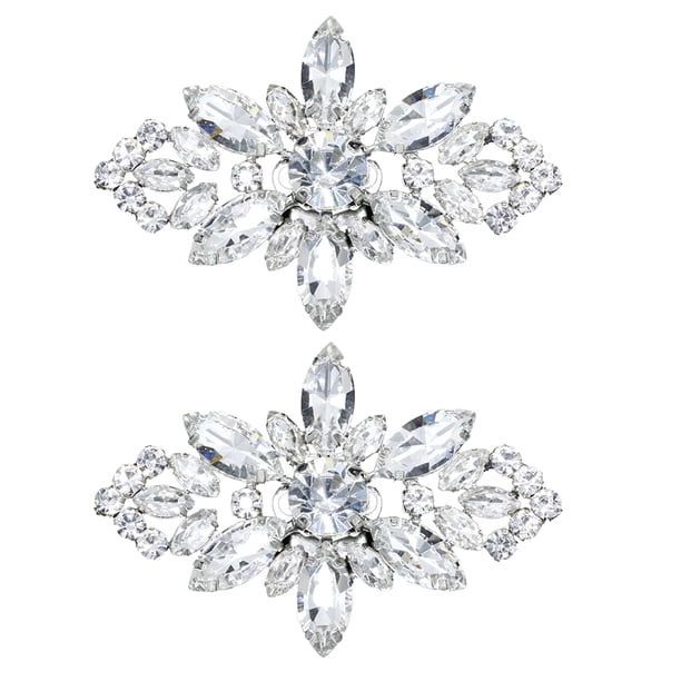 2 piezas de metal brillante con diamantes de imitación para zapatos de boda, hebillas brillantes de flores de cristal para fiesta de novia