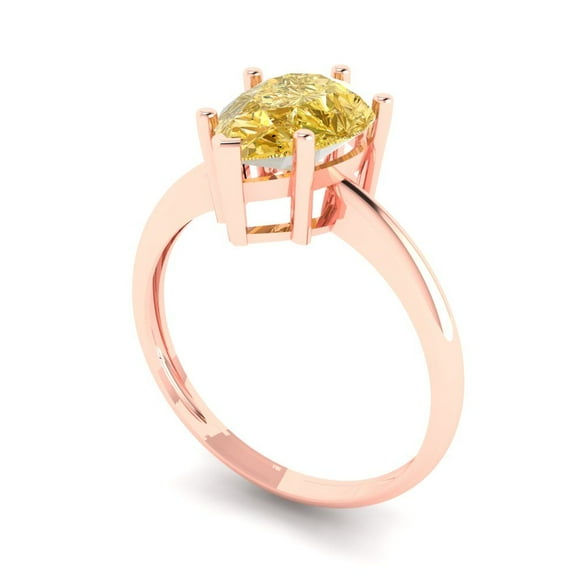 2 ct Pear Cut Yellow Moissanite Solitaire Engagement Ring for Women in 18K Rose Gold