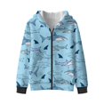 thumbnail image 3 of KUIFORTI Blue Shark Cute Sweatshirts for Boys 11-13 Years Fleece-Lined Soft Hooded Sweatshirt for Boys with Pockets Polyester Full Zip Hooded Jacket for Outdoor Activity, 3 of 6
