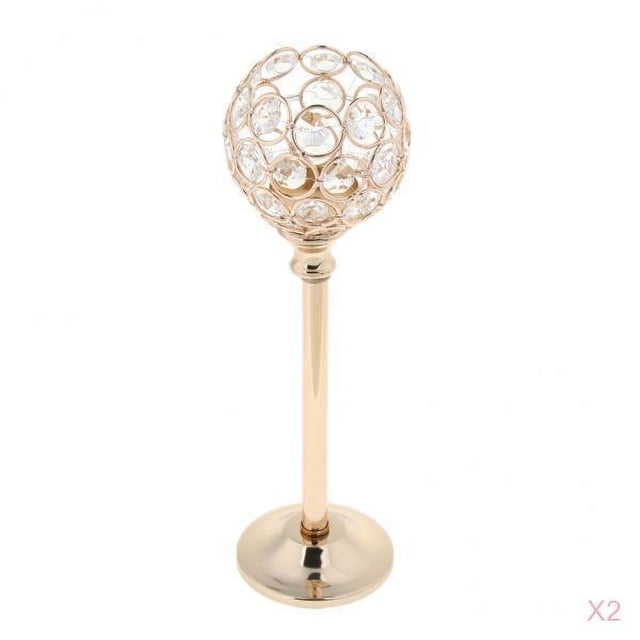 2x Portavelas de Cristal Vela de Té Candelabro Centro de Mesa Dorado-L