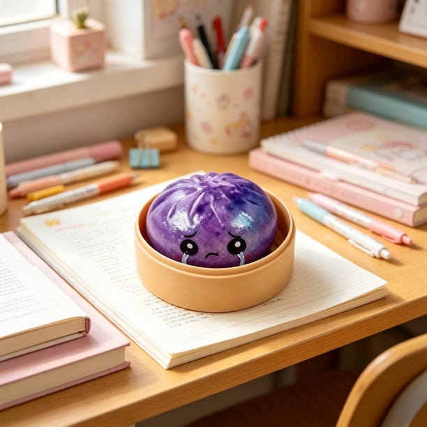 Juguete antiestrés suave y blandito con forma de bollo al vapor: juguete de espuma kawaii de crecimiento lento para la ansiedad, juguete antiestrés con forma de comida adorable para el escritorio, el