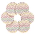 thumbnail image 2 of Haosy Set of 6 Drink Woven Coaster with Holder Heat Resistant Non-Slip Bar Coasters 4 Inches Pastel Colored Chevron, 2 of 7