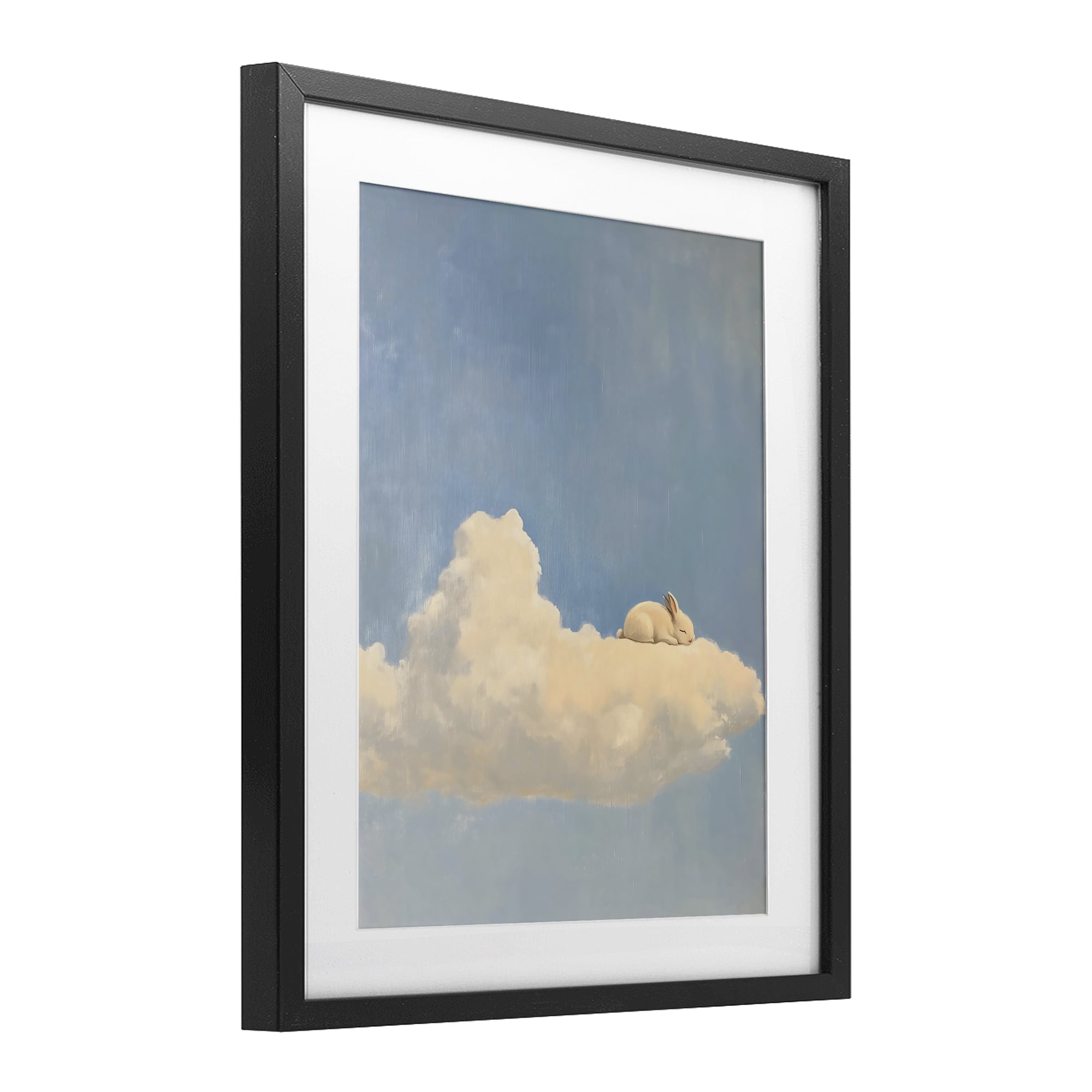 Stupell Industries Sleeping Bunny on Cloud Black Framed Print Under Glass, design by The Prints Vibe