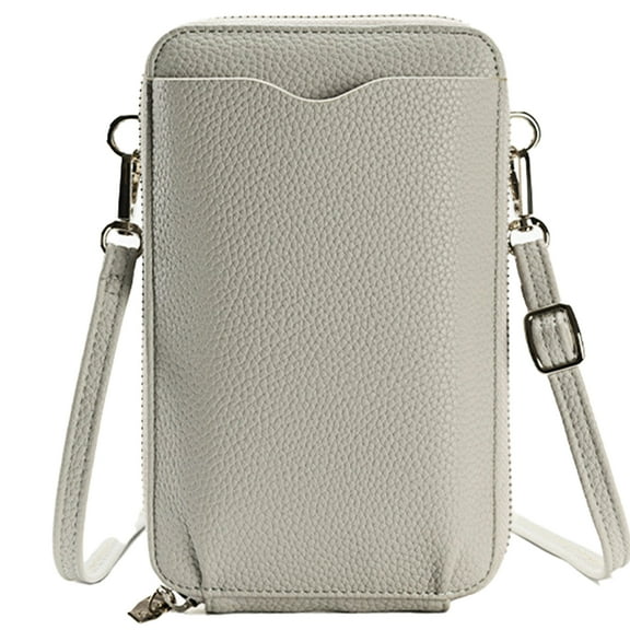 Egoelife Small Crossbody Bags For Women PU Leather Cell Phone Purse Zipper Credit Card Slots Coin Pocket With Adjustable Strap（Gray）