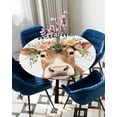 thumbnail image 5 of nqOlkjepod Cow Flower Floral Round Tablecloth, Fitted Table Cover with Elastic for 55"-60" Round Tables, Watercolor Wildflowers Blooms Spring Table Cloth Outdoor Dinning Party Waterproof Tablecloths, 5 of 6