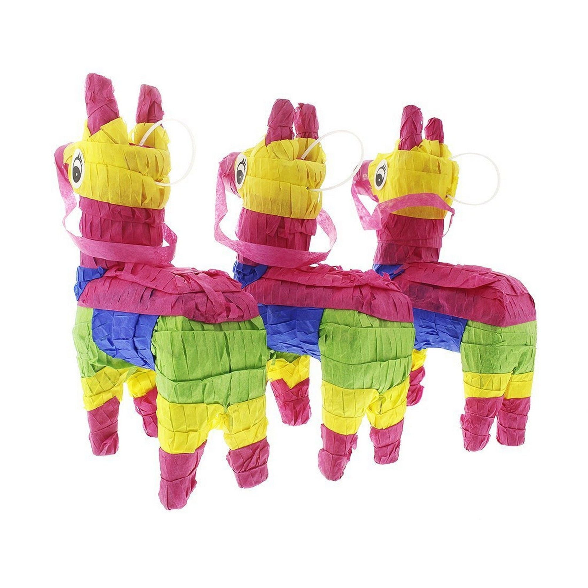 Pack Of 3 Miniature Donkey Pinatas Rainbow Mini