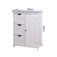 thumbnail image 5 of Storage Cabinet, SYNGAR Free Standing Wooden Cabinet with 3 Drawers, Floor Bathroom Cabinet w/ 1 Door with 2 Tiers Storage Shelf, Entryway Storage Cupboard, Storage Organizer for Bedroom, White, D3364, 5 of 10