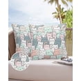 thumbnail image 6 of Pack of 2 Outdoor Pillow Covers, Cute Cat Cartoon Animal Light Pink Blue White Kitty Waterproof Square Throw Pillowcase Cushion Decorative Pillow Covers for Couch Patio Tent, 24x24 in, 6 of 6