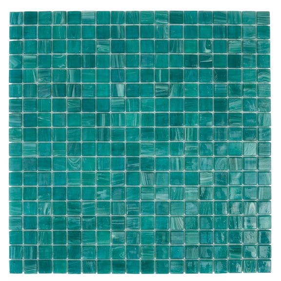 Skosh 11.6 in. x 11.6 in. Glossy Cerulean Green Glass Mosaic Wall and Floor Tile (18.69 sq. ft./case) (20-pack)