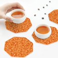 thumbnail image 7 of Pofeuu Orange Glitter Print Leather Coasters Set of 6, Round Cups Mugs Mat Pad for Home Kitchen Heat Resistant Drink Coasters,Octagon, 7 of 7