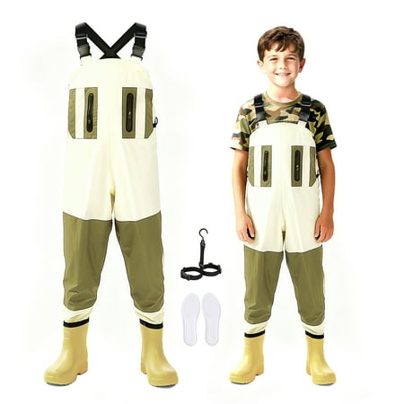 Ghosthorn Chest Waders for Kids Ultralight Youth Waterproof Fishing Waders Nylon PVC Duck Hunting Waders for Toddler Children