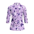 thumbnail image 3 of Uorisanigo Purple Butterfly Athletic Polo Workout Tops for Women Soft Fashionable Women's 3/4 Sleeve Athletic Golf Shirts Comfortable Dry-Fit Tennis Tops Workout Sports Daily Wear, 3 of 7