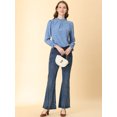 thumbnail image 3 of INSPIRE CHIC Blouse à Imprimé Floral pour Femmes, Col Montant à Volants, Smockée, Manches Longues, 3 of 6