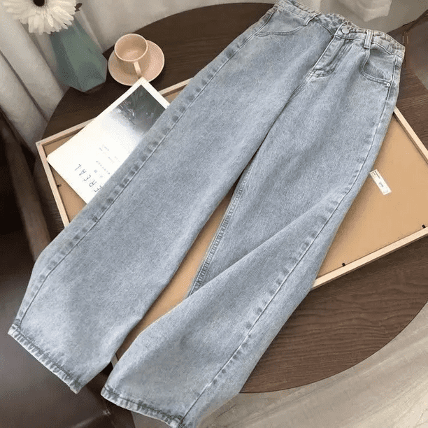 Pantalones vaqueros de cintura alta para mujer pantalon holgado de pierna recta Estilo Vintage Bf a la moda novedad de 2023 Walmart en linea