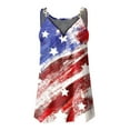 thumbnail image 3 of QLEICOM Womens 4th of July Tops Independence Day Popular American Flag Printed T-shirt Printing V-Neck Sleeveless Sling Summer Loose Fitting Tank Tops Blouses Blue M, 3 of 5