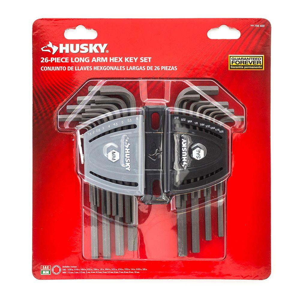 Husky 26 Piece Alloy Steel Hex Key Set with SAE Metric Long Arm Allen Wrenches Walmart
