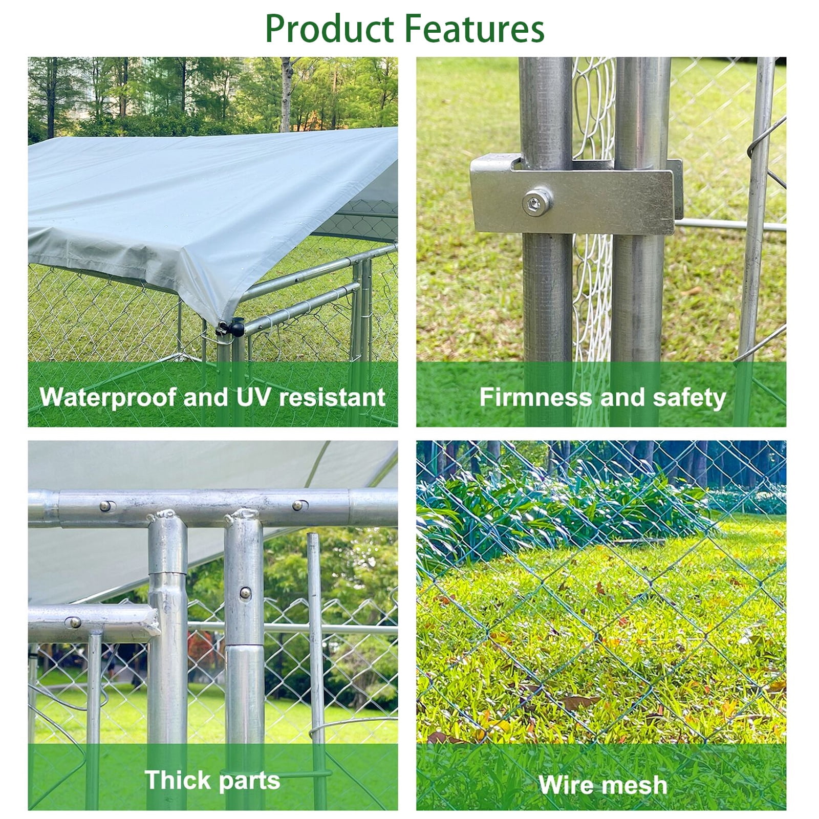 Jarbalai 6.5 x 6.5ft Large Dog Kennel for Outside, Heavy Duty Metal Dog Run Cage Pet Fence Enclosure Playpen with Waterproof Cover