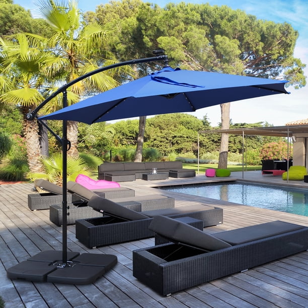 Abble 10 Solar Cantilever Umbrella Navy Blue Walmart Com Walmart Com