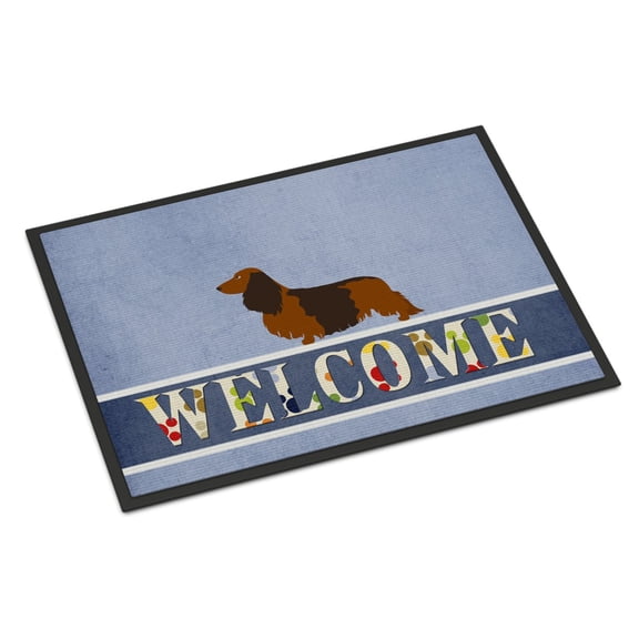 Carolines Treasures BB8287MAT Longhaired Dachshund Welcome Door Mat Indoor Rug or Outdoor Welcome Mat 18x27 Doormat