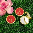 thumbnail image 2 of Koyal Wholesale Gold Compact Mirror Bridesmaid's Wedding Gift, Red with Faux Gold Glitter, Monogram Letter G, 1-Pack, 2 of 5