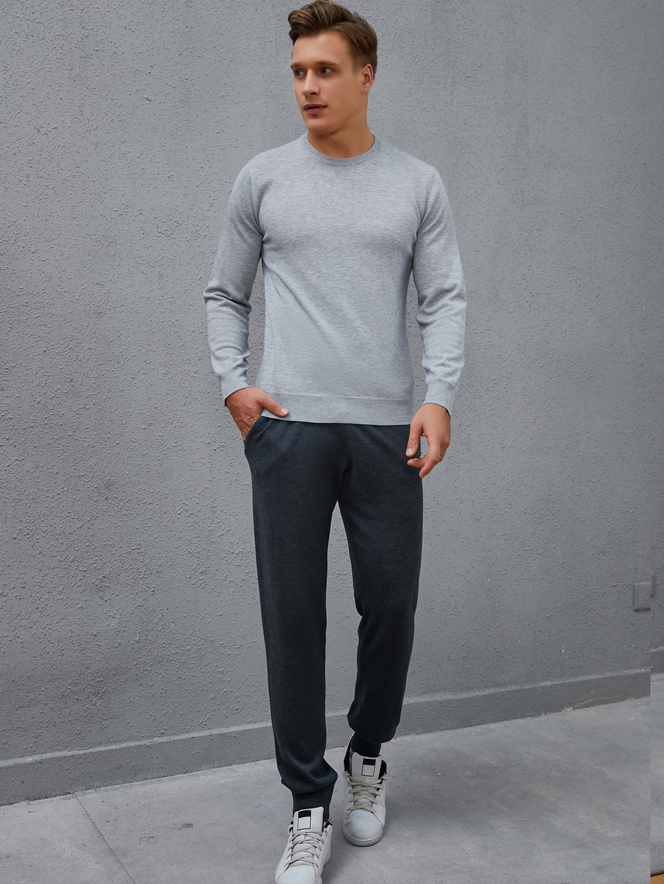 Men Round Neck Sweater - Walmart.com