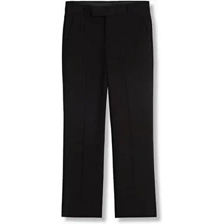 Calvin Klein Boys' Flat-Front Bi-Stretch Dress Pant, Straight Leg Fit & Hemmed Bottom, Belt Loops & Functional Front Pockets