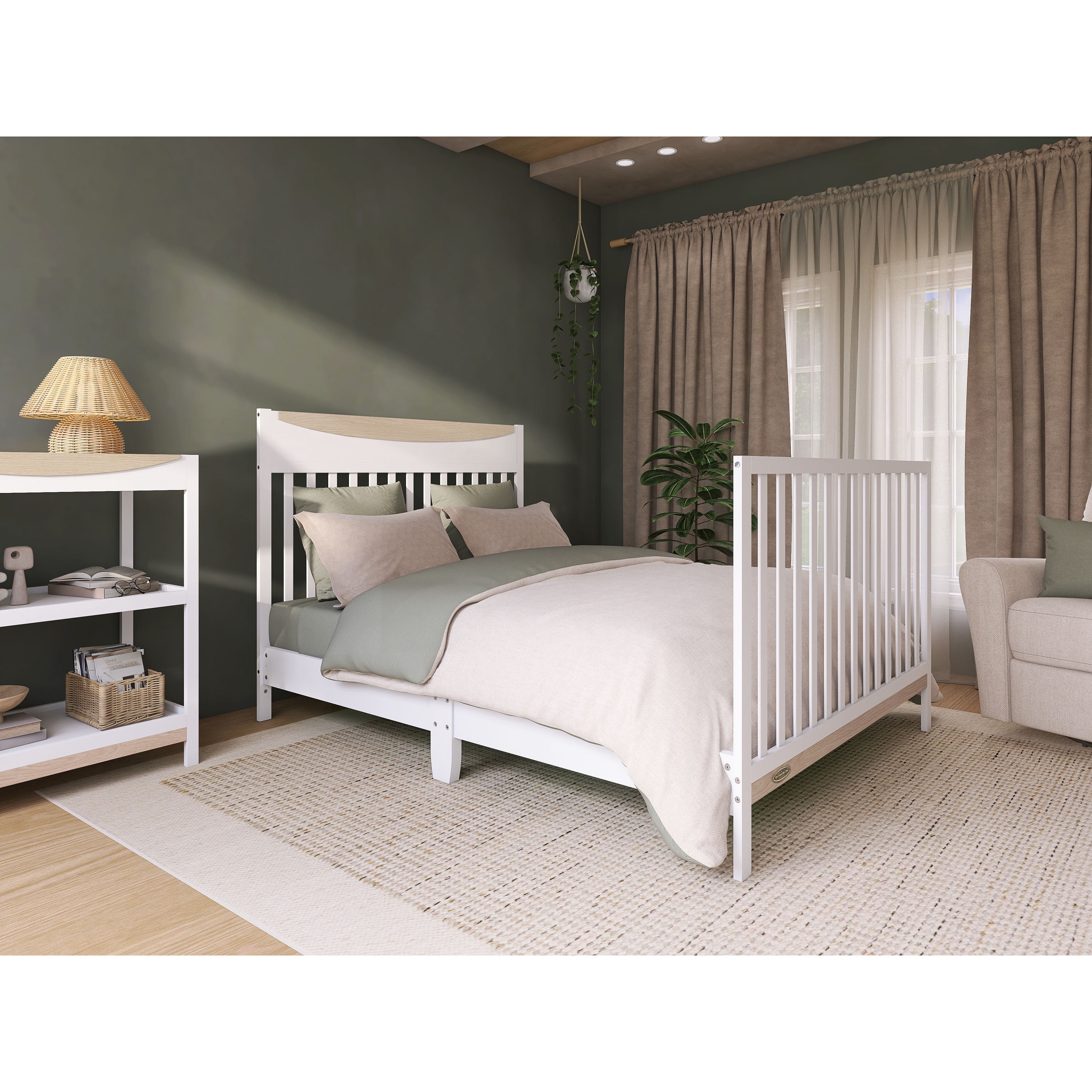 Nursery Bundle, Dream On Me Emerson 5 in 1 Convertible in White and Crib & Toddler Mattress Bundle
