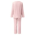thumbnail image 4 of Hauaitttt Warm Pajamas for Women Fuzzy Pajama Sets Cozy Oversized Pullover Pants Sets Loungewear 2 Piece Ladies Button Pajamas Silk Short Pajamas Cute Sleepwear for Women Womens Sweatshirt Pants Long, 4 of 6