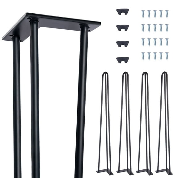 Gamexcel Hairpin Table Legs 28" Black Set of 4 Desk Legs for Bench Dining End Chairs Carbon Steel DIY Heavy Duty Furniture Legs