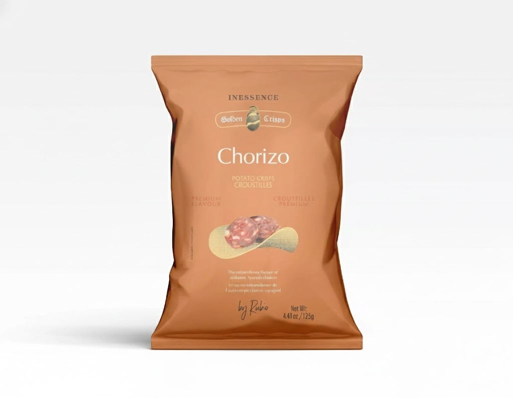 Inessence Spanish Potato Chips Variety Pack – 4-4.41oz (Truffle, Chorizo, Jamón Ibérico, Extra Thick) – Authentic Gourmet Snacks from Spain, Non-GMO