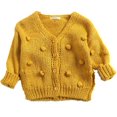 thumbnail image 1 of Toddler Baby Girls Knit Sweater Cardigan Coat Pompom Button Warm Outerwear, 1 of 6