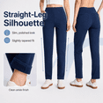 thumbnail image 6 of MASKERT Women’s Fleece Pants, High Waisted Casual Straight Leg Pants with Stretch, Warm Fleece Lined Slim Fit Pants with Zipper Pockets for Work Golf Hiking Daily Wear, 6 of 10