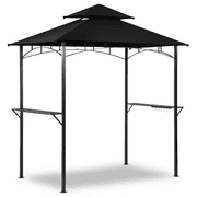 Grezone Outdoor Grill Gazebo Tent BBQ Canopy for Outdoor Grill Shelter BBQ Grill Gazebo Hardtop (L96 x W60 x H101 Inch) Black