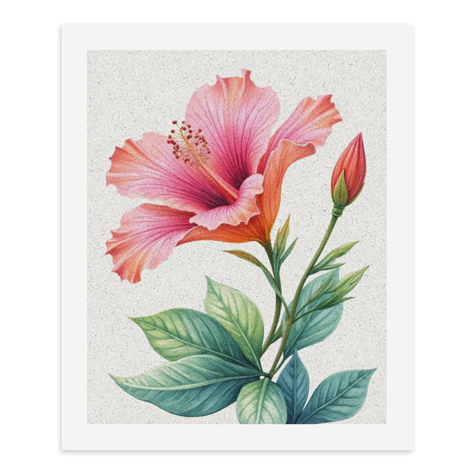 Paint By Numbers Kit for Adults Beginner - DIY Pink Hibiscus Botanical Art Canvas Painting Kits for Adults, Frameless Paint By Number for Adults for Home Wall Decor 16x20 Inch
