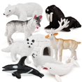thumbnail image 1 of Bretoyin Juego de 10 mini juguetes de animales árticos, figuras de animales polares, ciervos de la tundra ártica, juguete de animales, pequeño oso blanco, zorro ártico, diorama para niños, regalo de c, 1 of 5