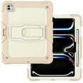 thumbnail image 3 of Case for iPad Pro 13 2024, Military Grade Protective Silicone PC Cover with Screen Protector & Adjustable Kickstand & Shoulder Strap & Pencil Holder & 3-layer Protection, Rosegold+Beige, 3 of 8