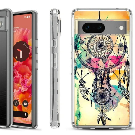 Shockproof Phone Case for Google Pixel 8a 5G, Hybrid Case Cover, by OneToughShield - Dream Catcher Color
