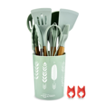 thumbnail image 1 of Ziaan 14pc Green Silicone Spatula Set - Kitchen Turner Set with clips - Best Gift Set Contains Turner Handle Clips Soup Spoon Spatula Brush Scraper Pasta Server Cooking Tools Kitchenware, 1 of 7