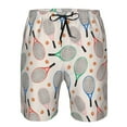 thumbnail image 3 of Wukai Cute Tennis Racket Print Beach Trunks with Compression Liner Swimsuit Quick Dry Beach Sports Shorts with Pocket-XX-Large, 3 of 6