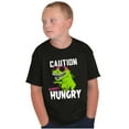 thumbnail image 4 of Caution Cool Dinosaur Always Hungry Crewneck T Shirts Boy Girl Teen Brisco Brands S, 4 of 6