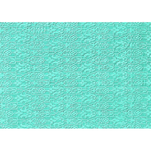 Ahgly Company Machine Washable Indoor Rectangle Solid Turquoise Blue Modern Area Rugs, 7' x 9'