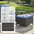 thumbnail image 4 of Unnifurnzi Outdoor Ottoman Set of 2-All Weather Wicker Outdoor Footstool with Removable Cushions Outdoor Olefin Fabric Patio Ottoman for Deck Porch Balcony Garden-Brown/Blue, 4 of 7