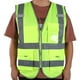 thumbnail image 2 of Chaleco de seguridad fluorescente verde con cremallera de alta visibilidad para trabajo nocturno y carrera, 2 of 8