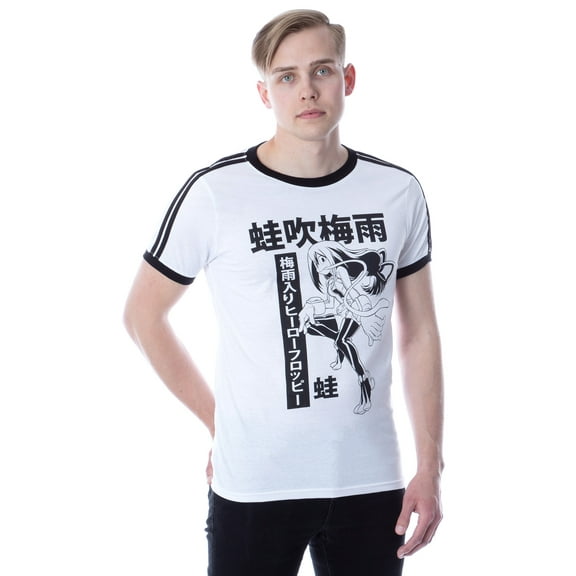 My Hero Academia Mens' Froppy Soccer Ringer Striped Sleeve Ringer T-Shirt